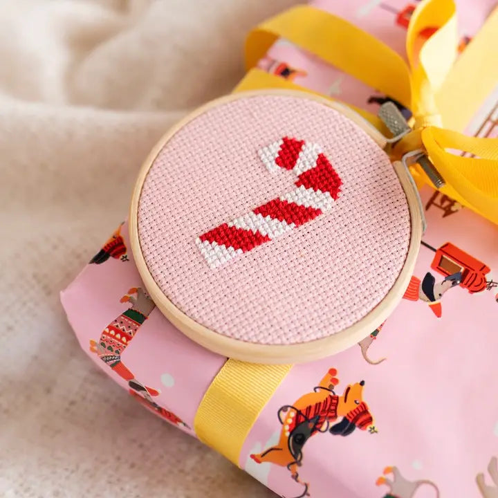 cross stitch kit // candy cane