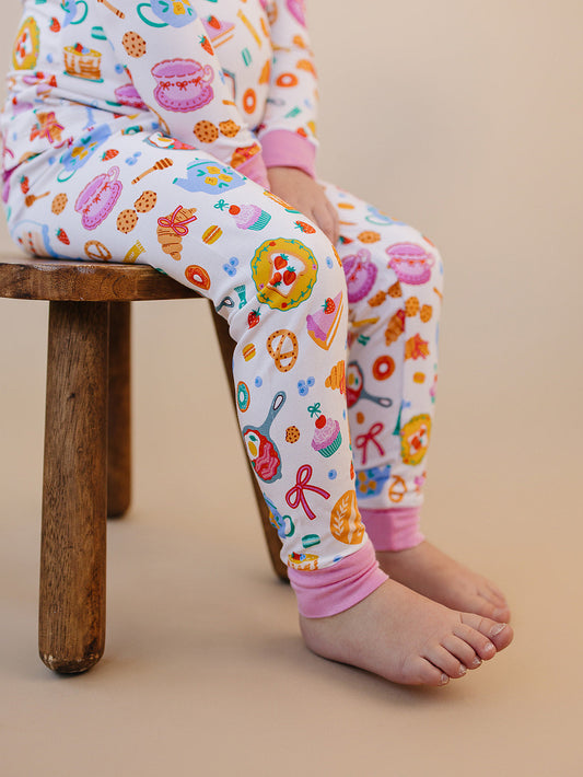 breakfast whimsy bamboo pajamas // LONG-SLEEVE TWO-PIECE SET