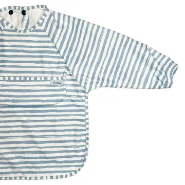 blue brush stripes long sleeve bib/art smock (SIZE 4-6 YEARS)
