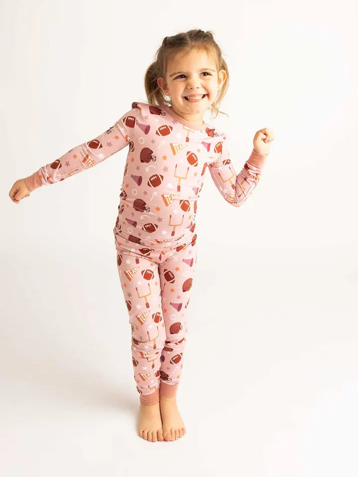 PINK gameday football bamboo pajamas // ZIPPY or LONG-SLEEVE TWO-PIECE