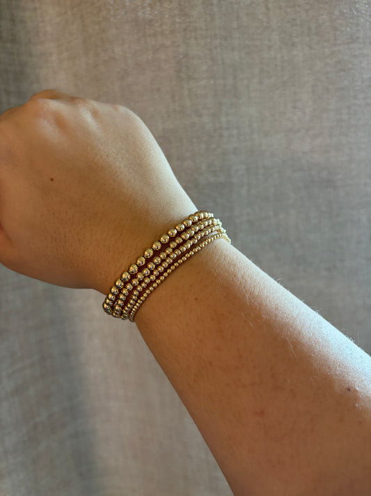 gold beaded stretchy bracelet // FOUR bead size options // for women