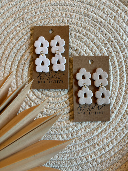 double daisy dangles // handmade polymer clay earrings