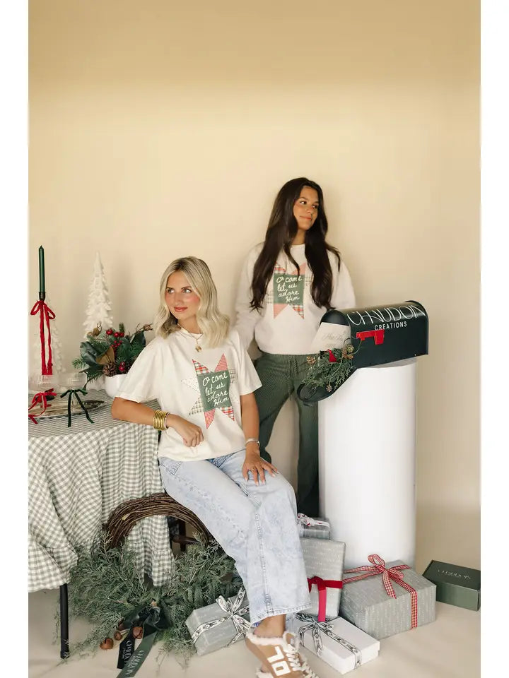 o come let us adore Him Christmas quilt women's sweatshirt PREORDER // OPEN UNTIL 10.29 // SHIPS IN NOVEMBER