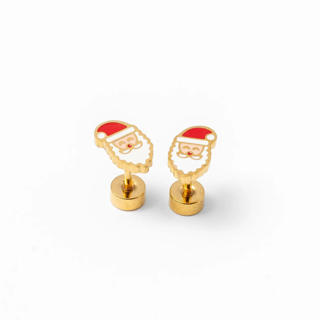 18k gold flat back studs // santa claus