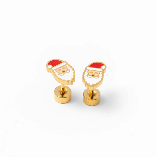 18k gold flat back studs // santa claus