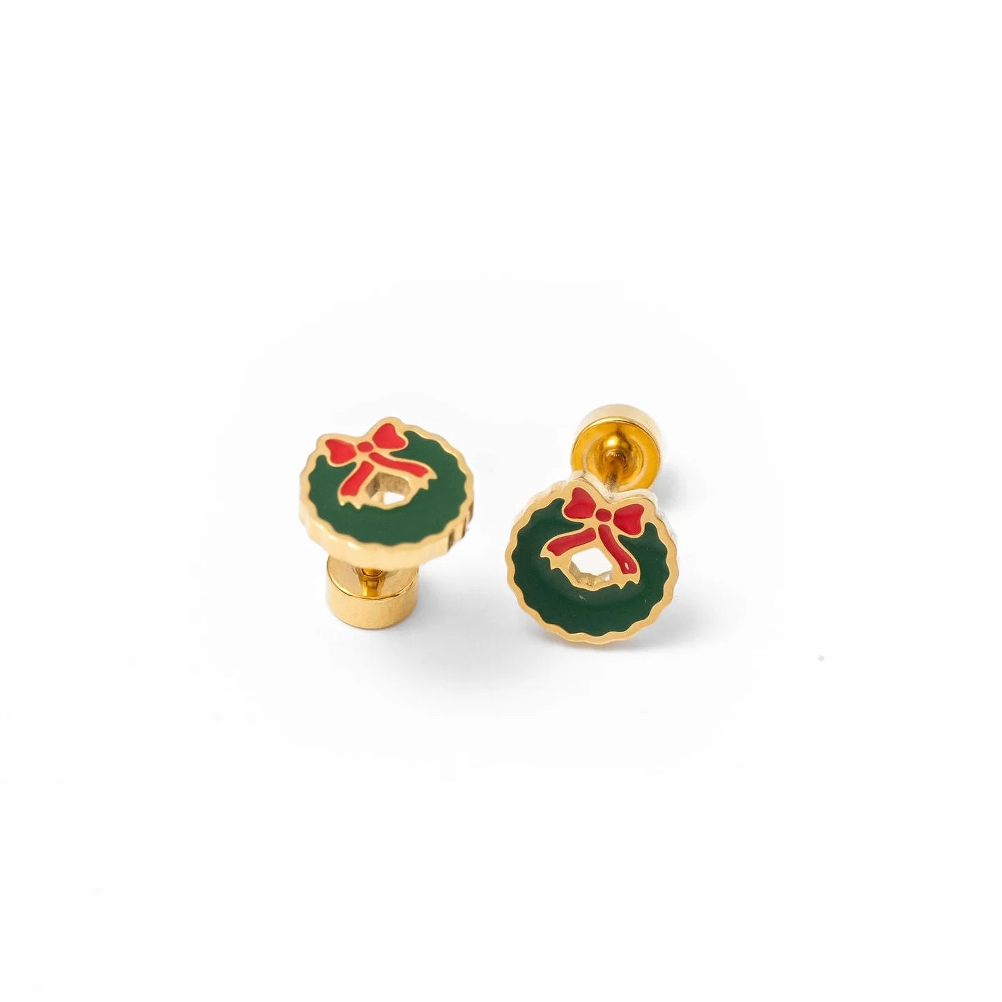 18k gold flat back studs // wreath
