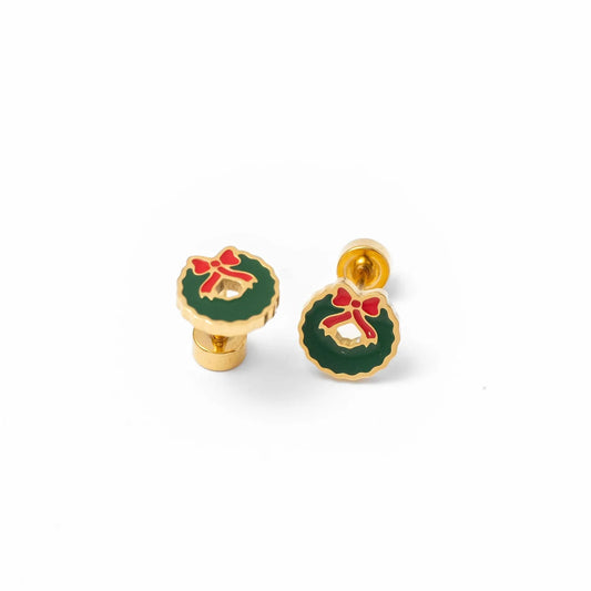 18k gold flat back studs // wreath