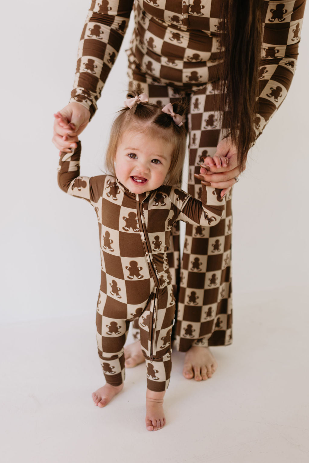gingerbread checkerboard bamboo pajamas // ZIPPY (*matching women’s available*)