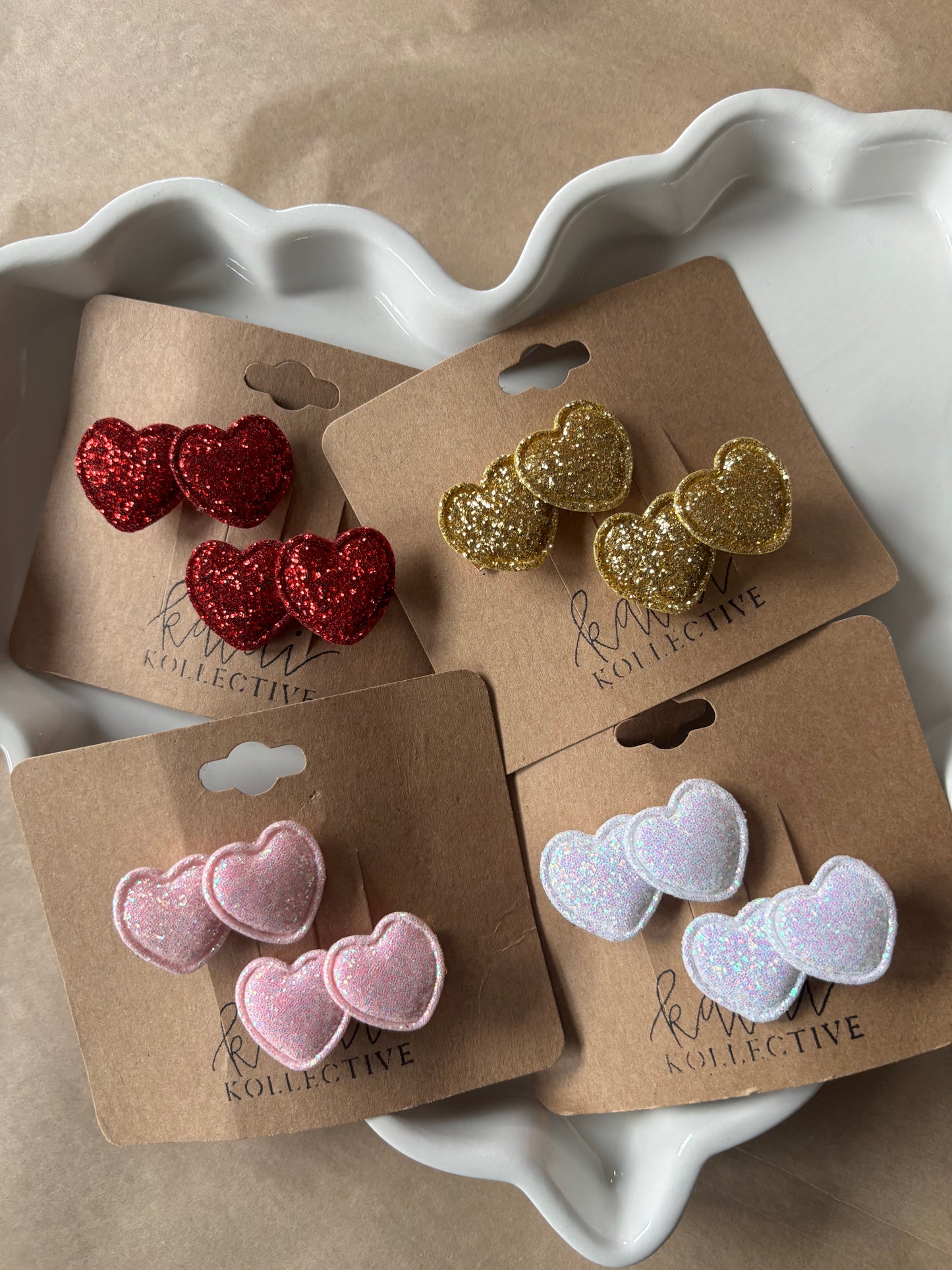 glittery heart hair clips // set of 2