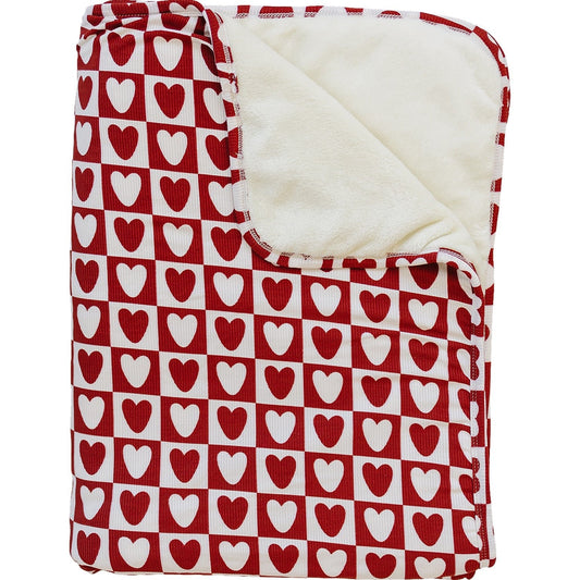 ribbed bamboo fleece quilt // checkered hearts