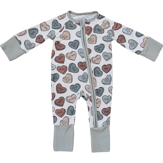 conversation hearts ribbed bamboo pajamas // ZIPPY