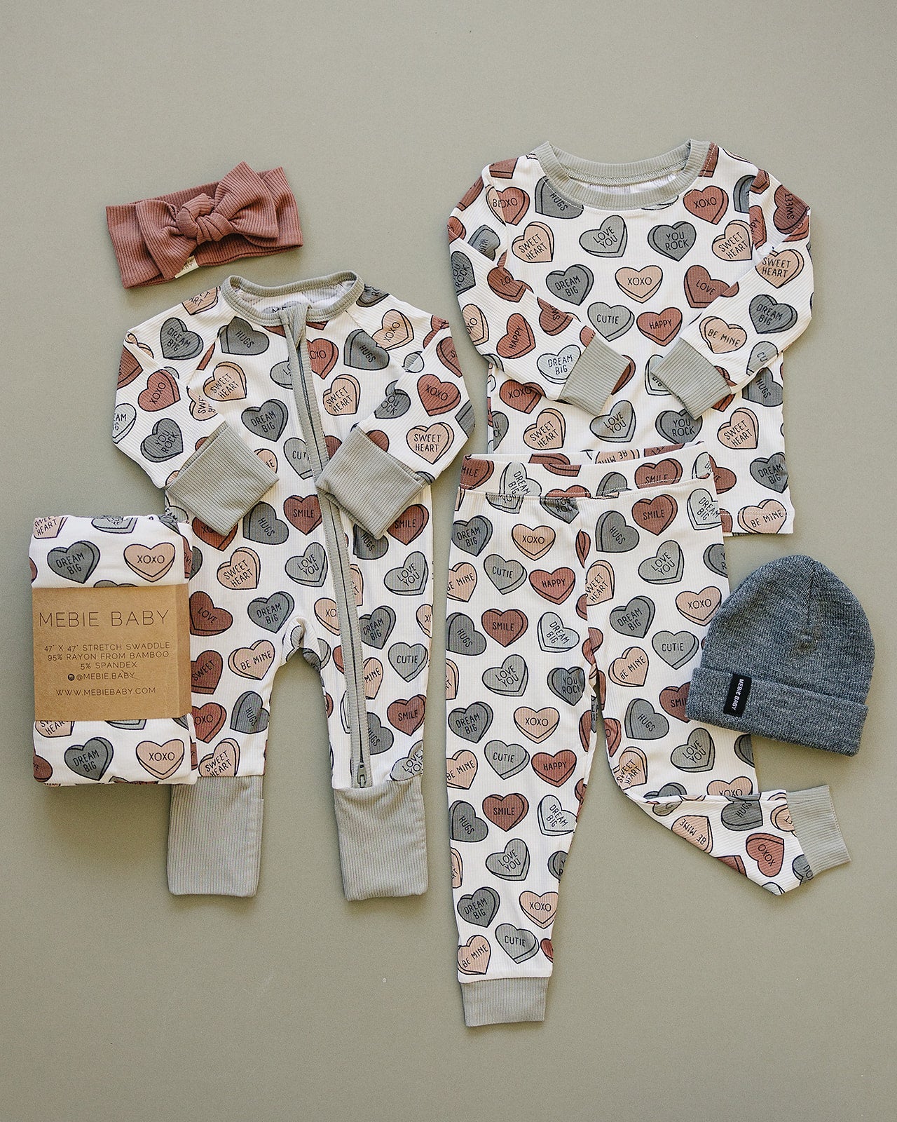 conversation hearts ribbed bamboo pajamas // ZIPPY