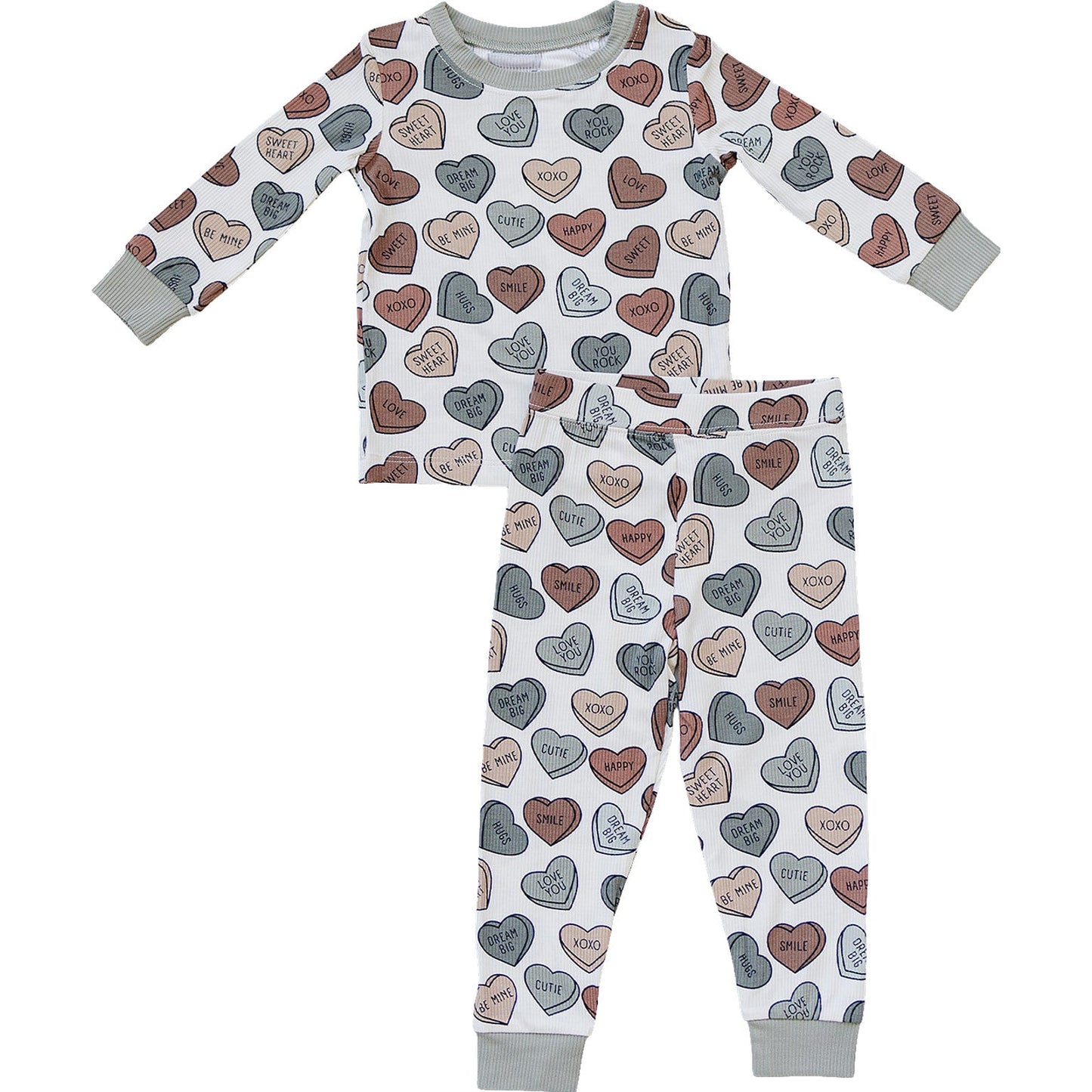 conversation hearts ribbed bamboo pajamas // LONG-SLEEVE TWO-PIECE SET