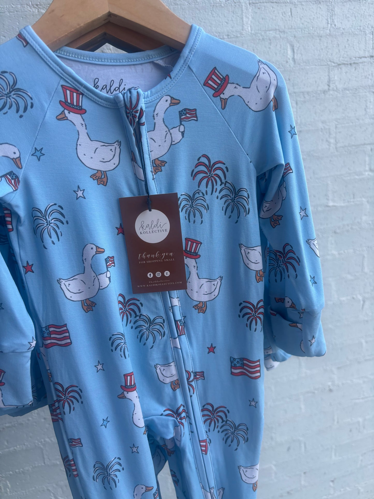 red, white, and goose bamboo pajamas // zippy