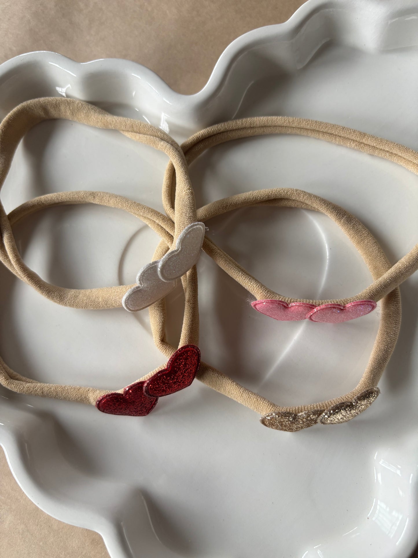glittery hearts nylon baby headband