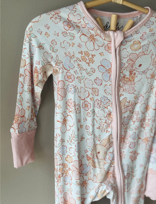 bunny floral bamboo pajamas // ZIPPY or LONG-SLEEVE TWO-PIECE SET