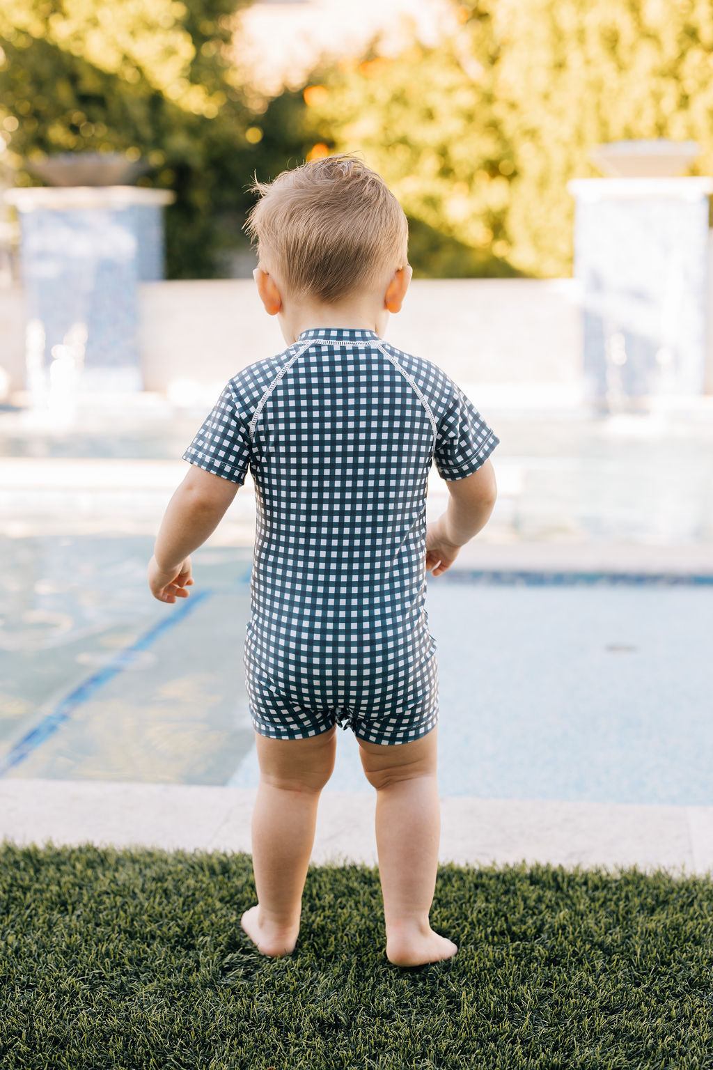 zipper swimsuit // navy gingham (*comes in mama + dad match*)