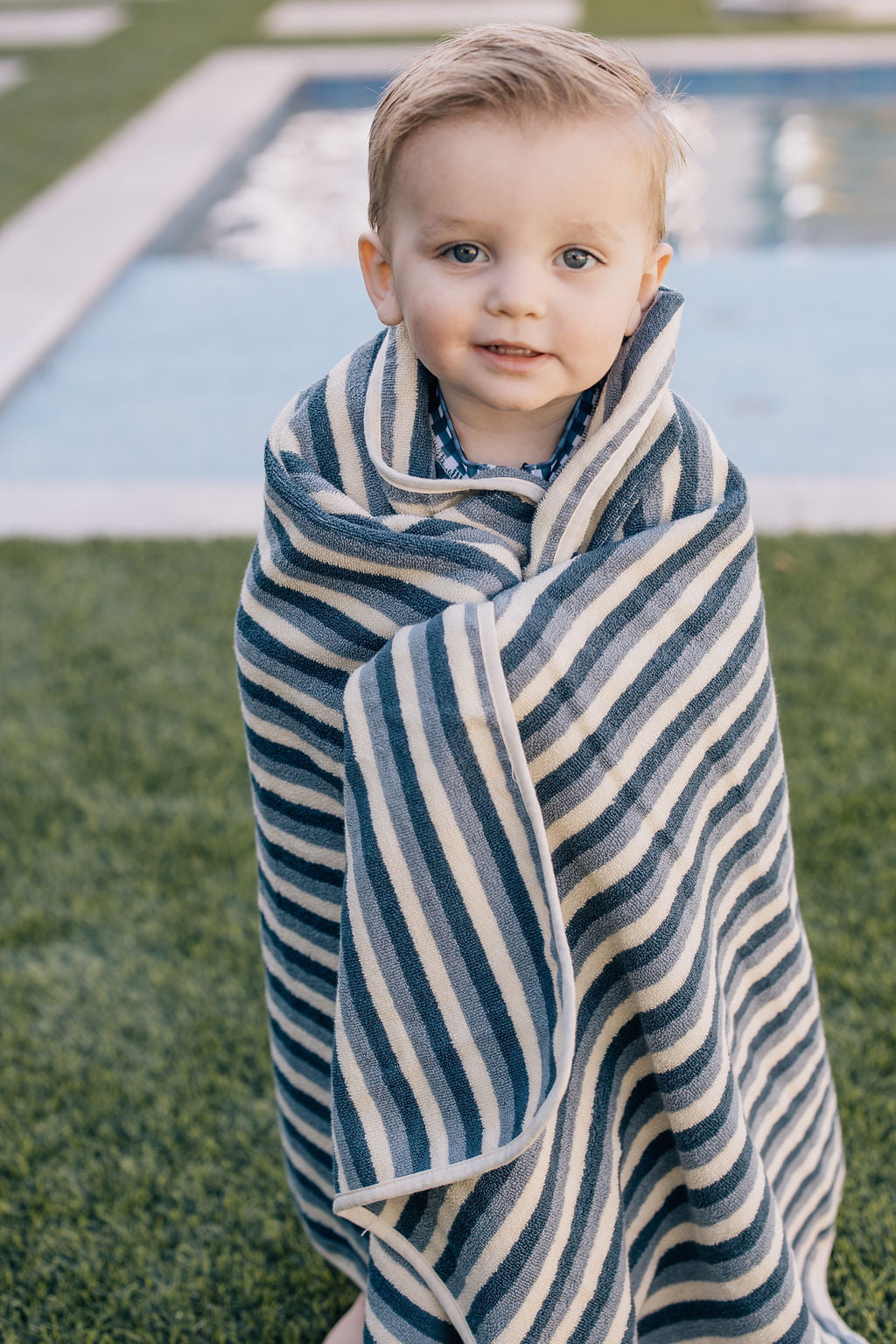 organic cotton beach towel // blue stripe