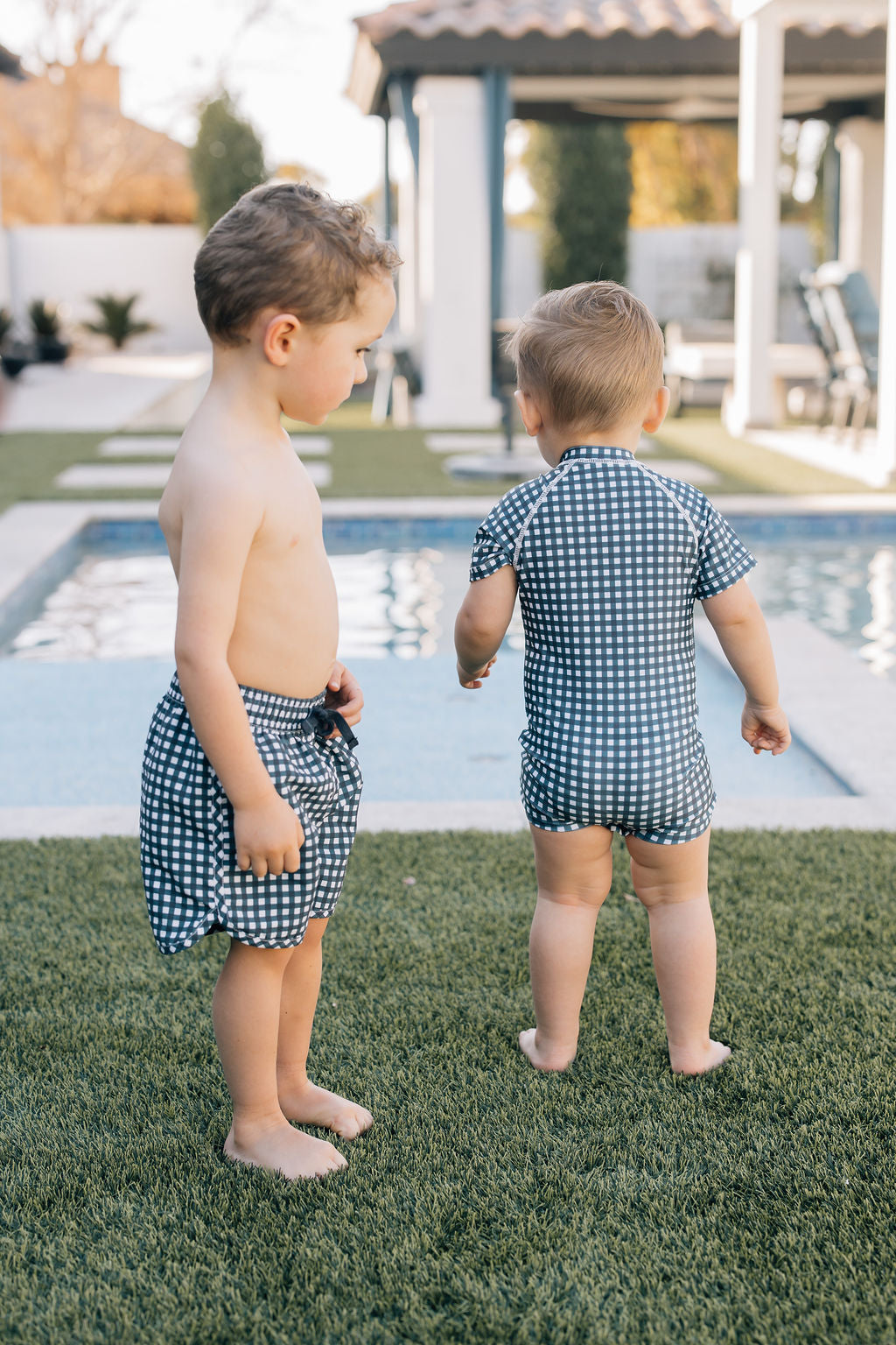 swim shorts // navy gingham (sizing up to 9/10y) *comes in mama + dad match*