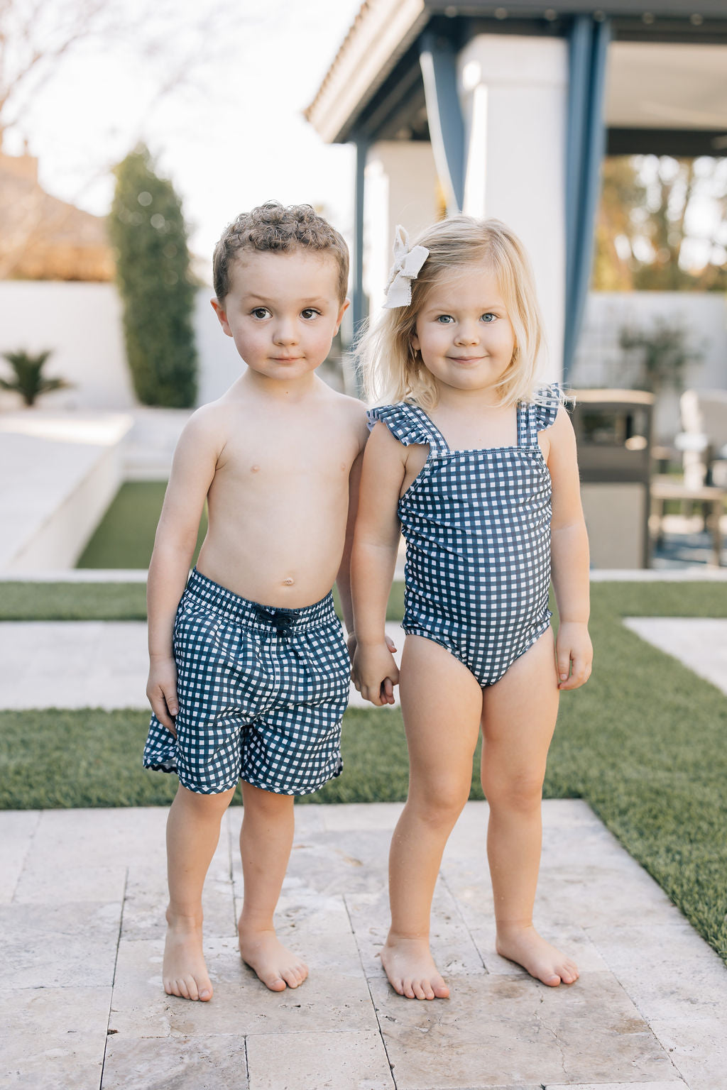 swim shorts // navy gingham (sizing up to 9/10y) *comes in mama + dad match*