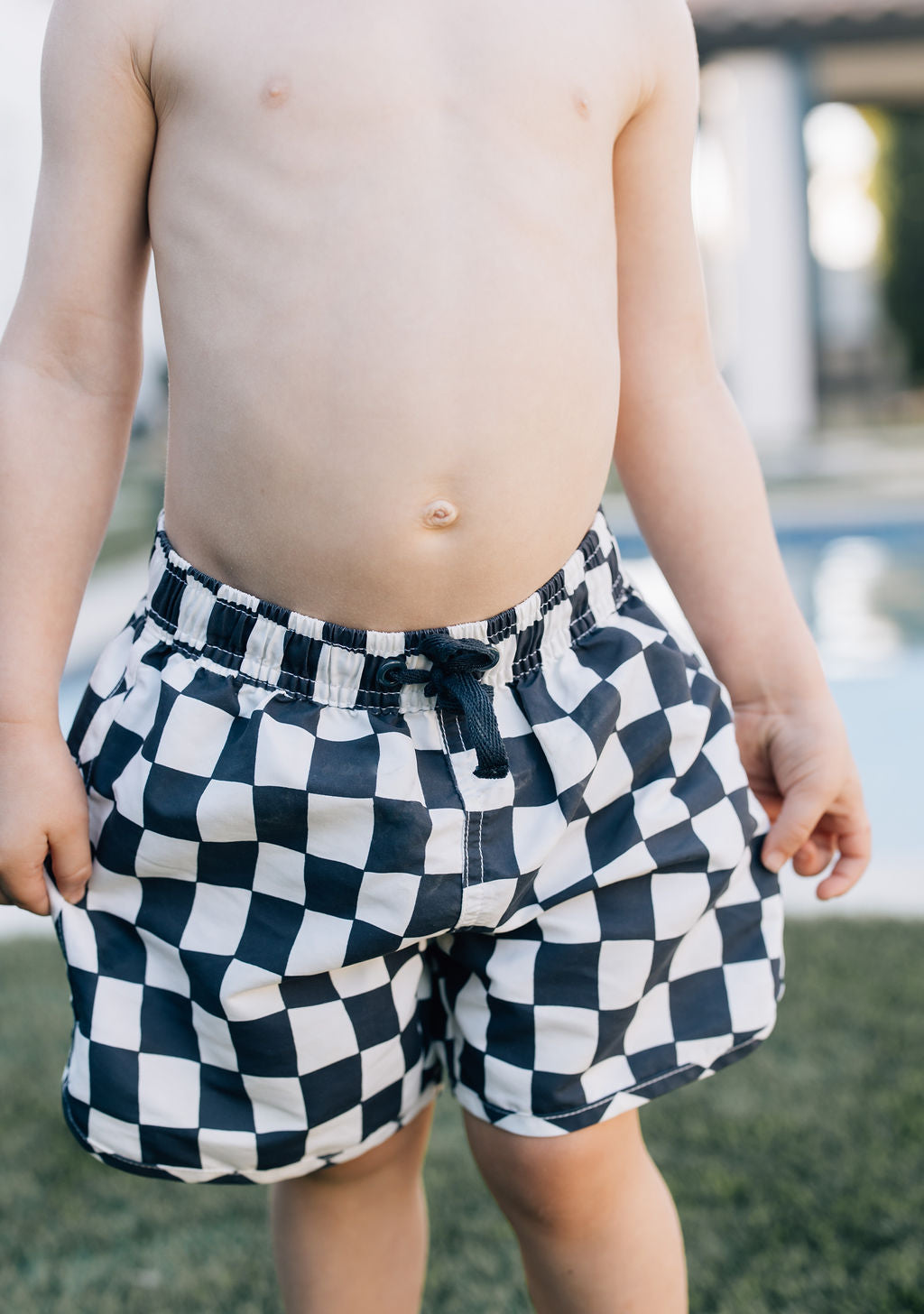 swim shorts // wavy checkered (sizing up to 9/10y)