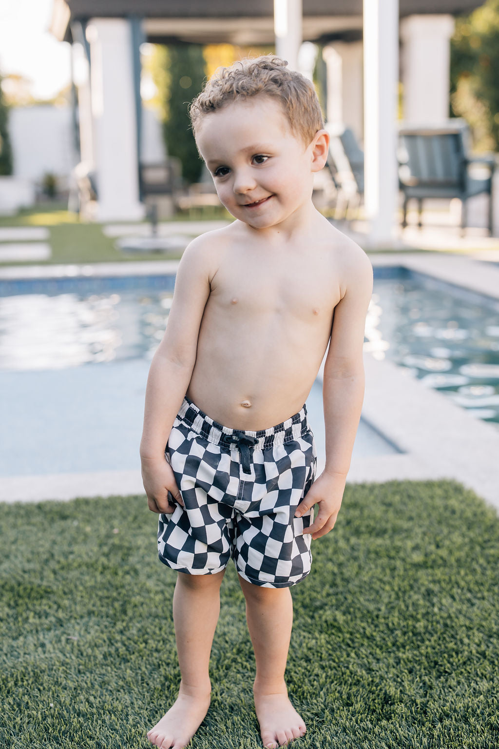 swim shorts // wavy checkered (sizing up to 9/10y)