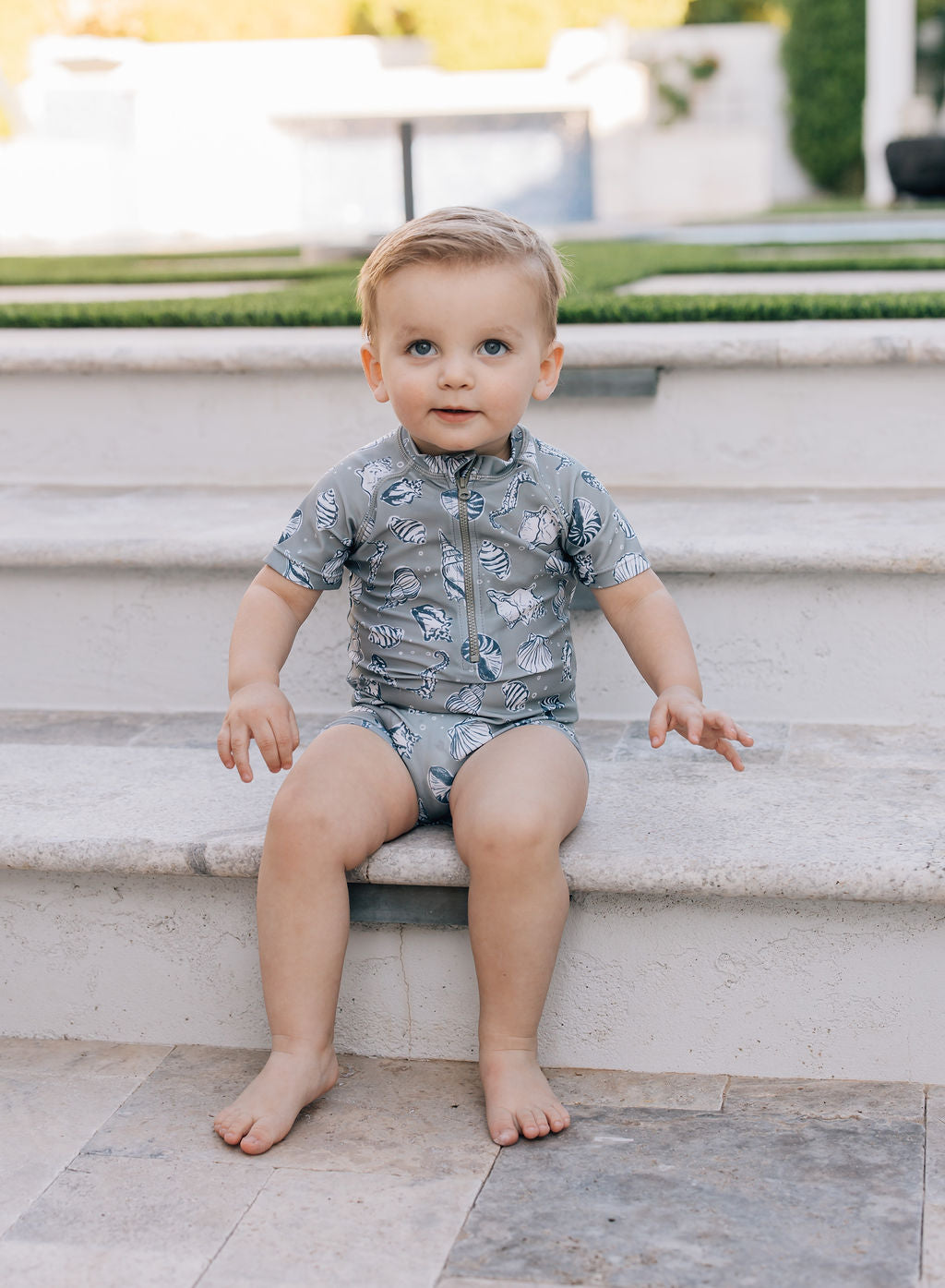 zipper swimsuit // sea shell