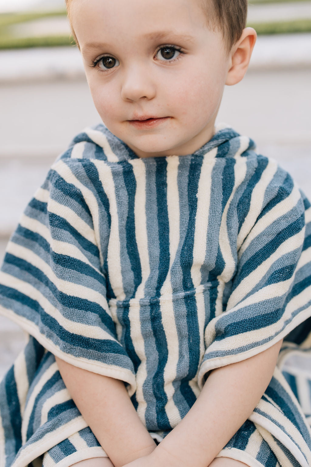 organic cotton beach poncho // blue stripe (sizing up to 7-10 years)