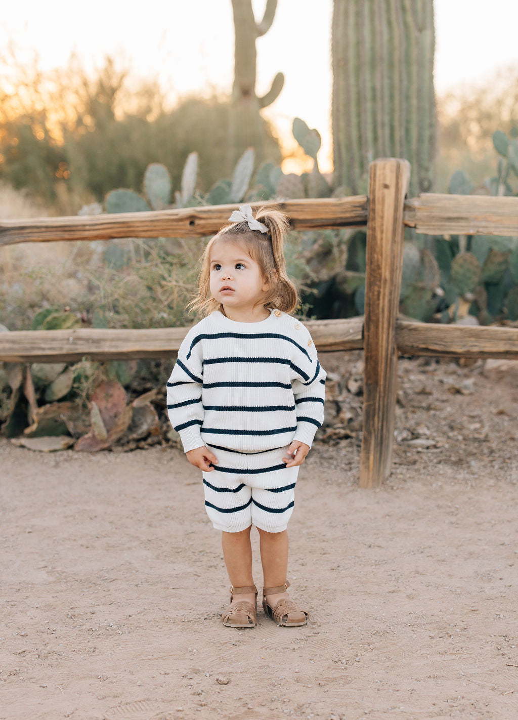 knit shorts // navy stripe