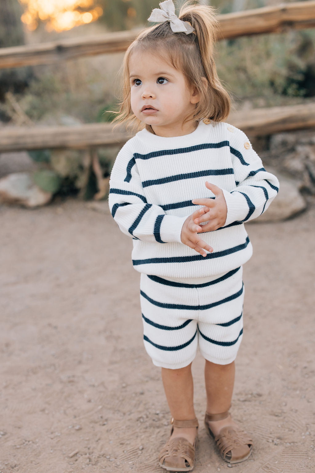 knit shorts // navy stripe