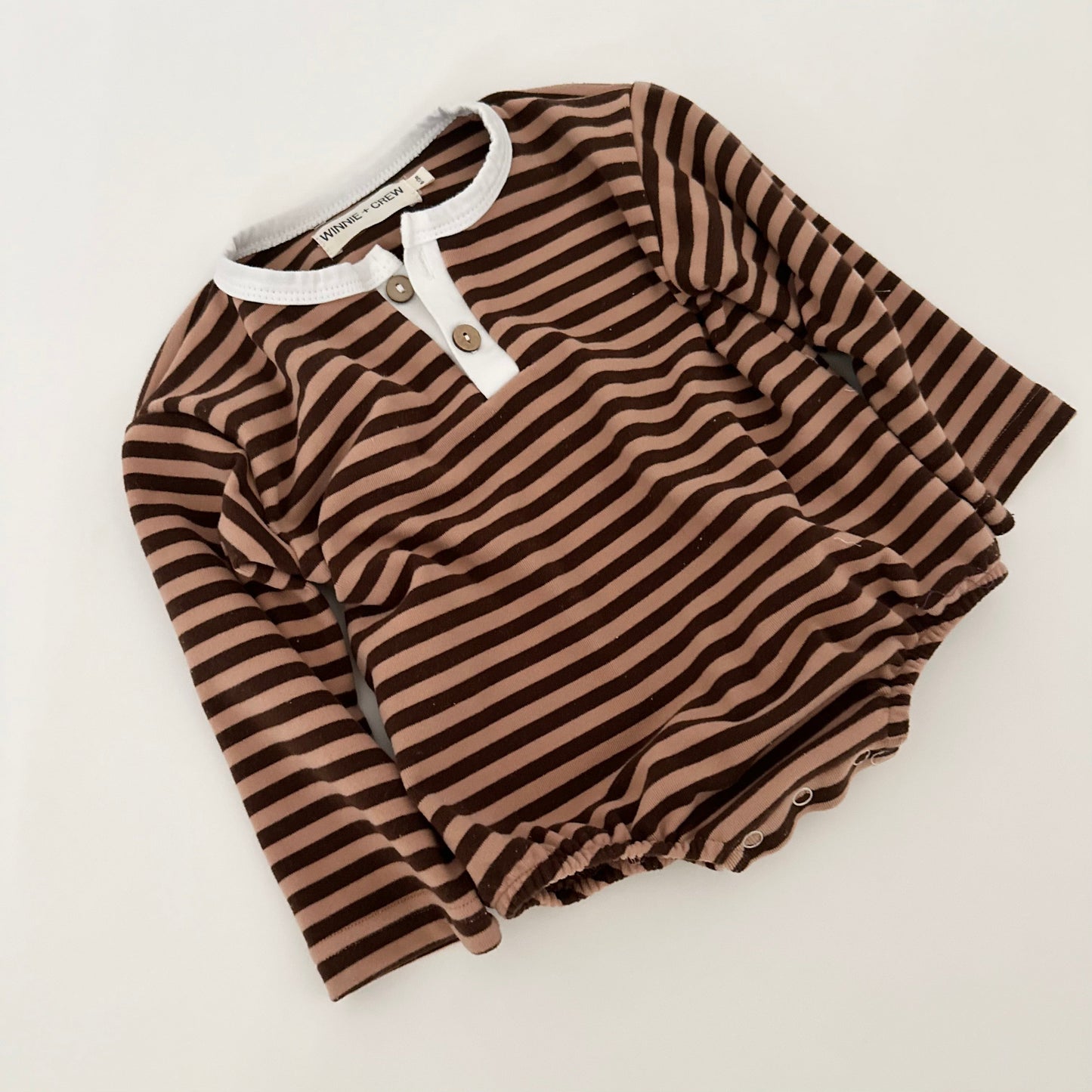 kirby striped romper // brown