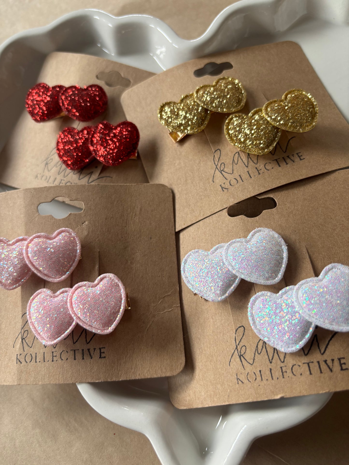 glittery heart hair clips // set of 2
