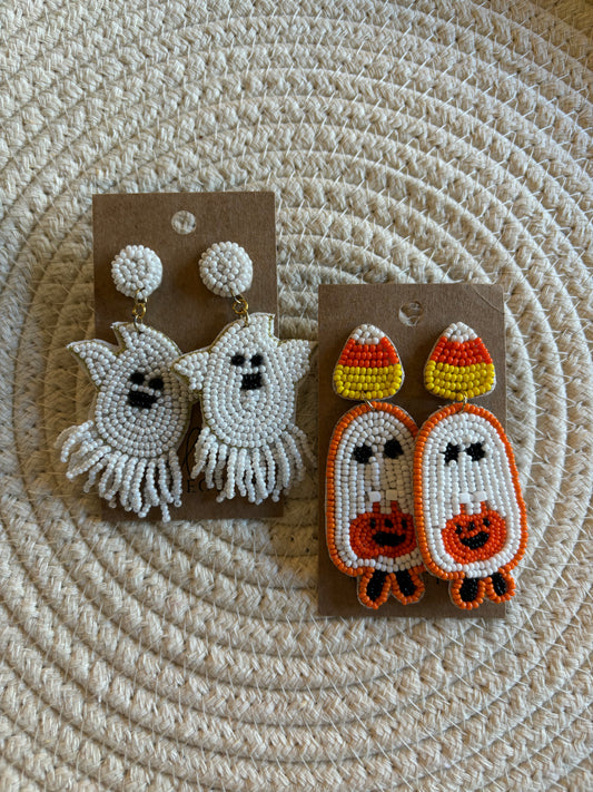 beaded ghost earrings