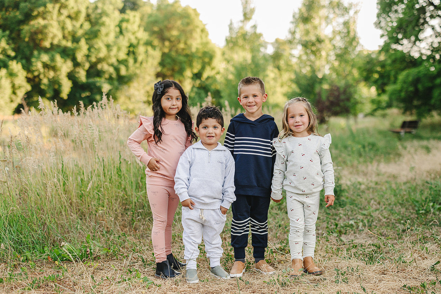 hooded french terry set // navy stripes