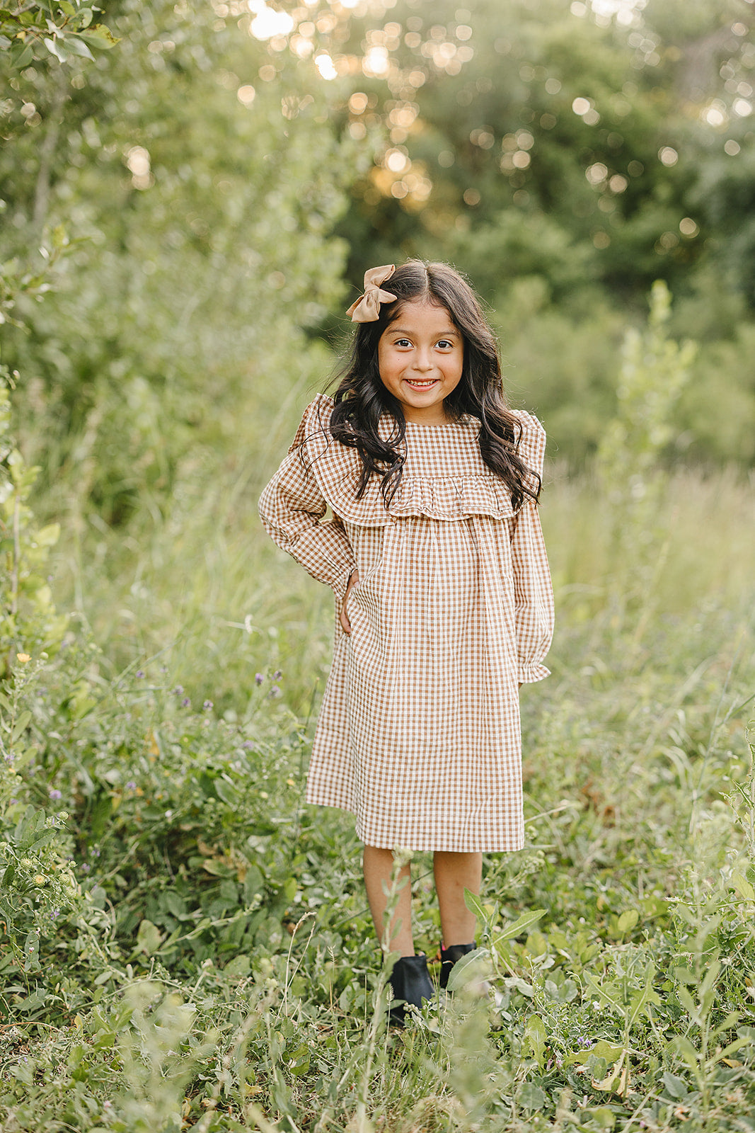 gingham ruffle dress