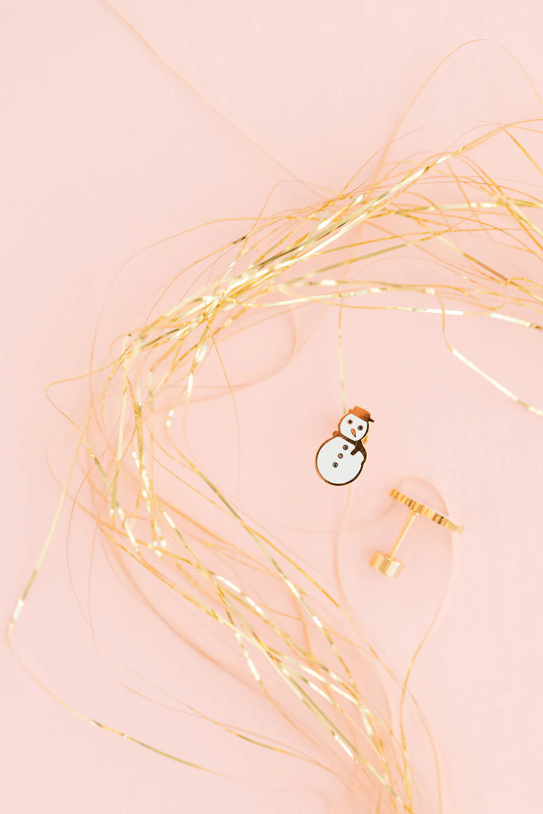 18k gold flat back studs // snowman
