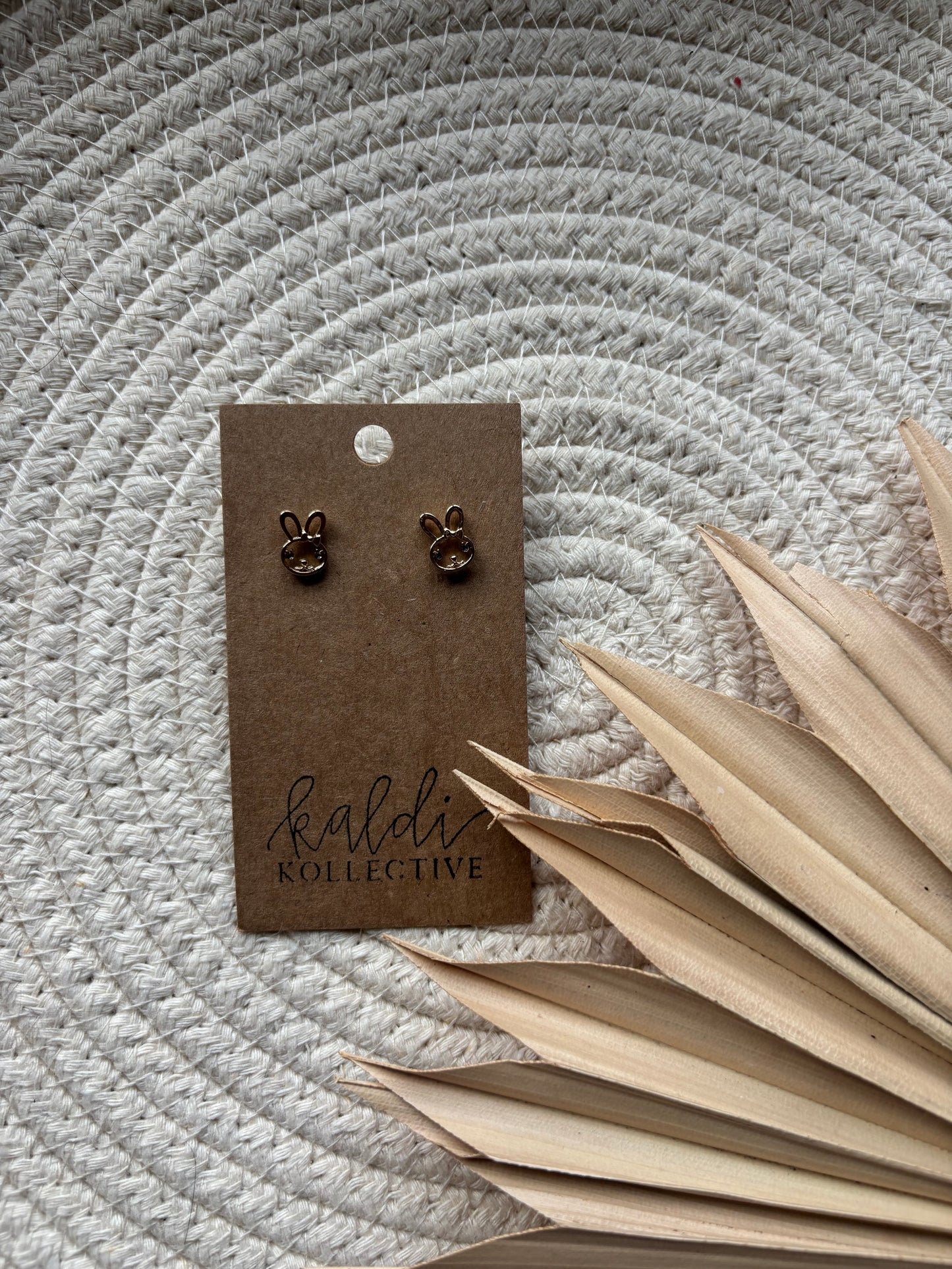 gold bunny stud earrings