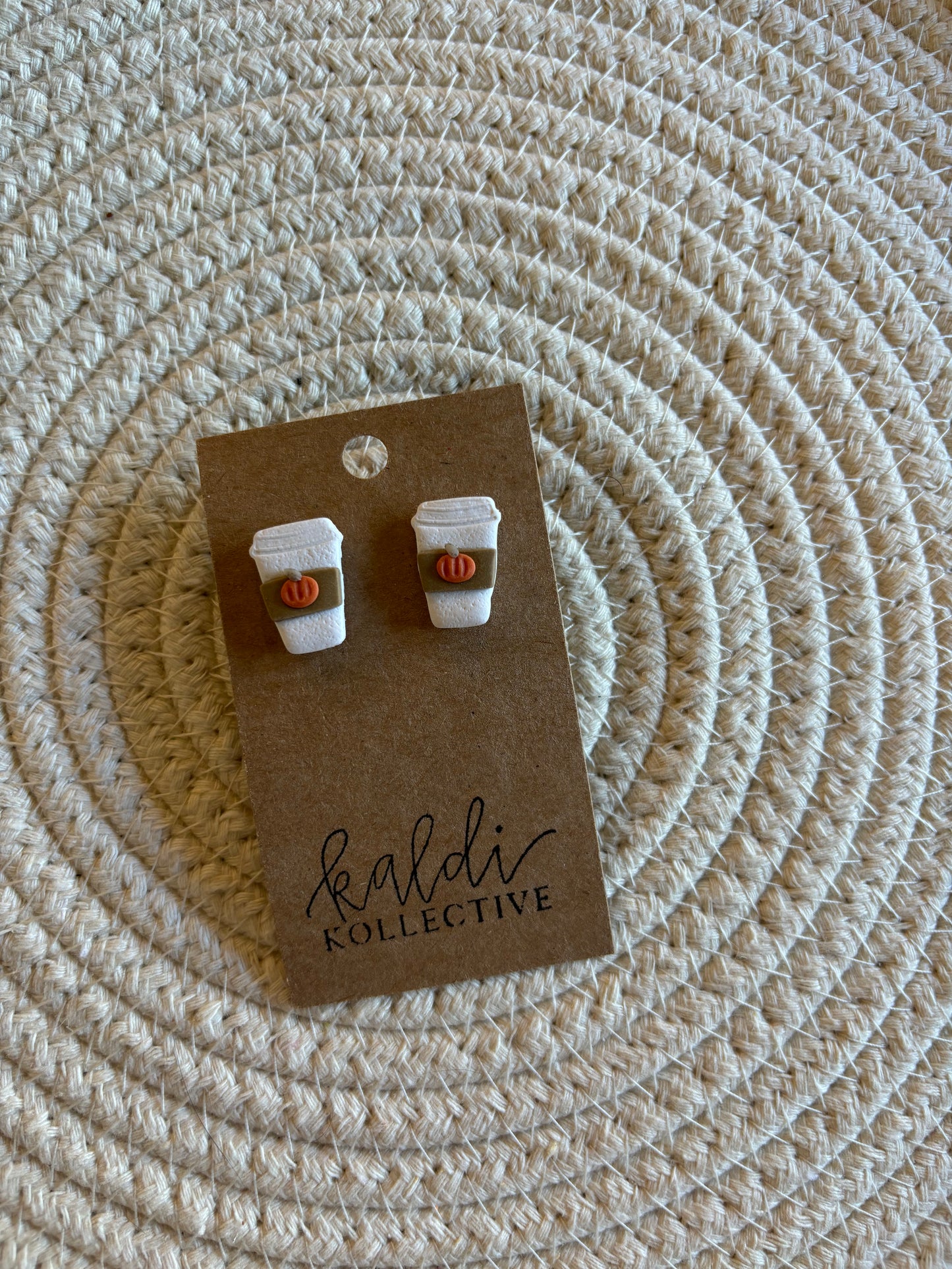 pumpkin spice latte studs // handmade polymer clay earrings