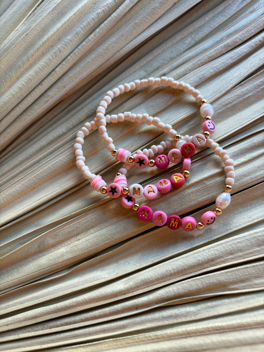 pink neutrals MAMA beaded bracelets // for women