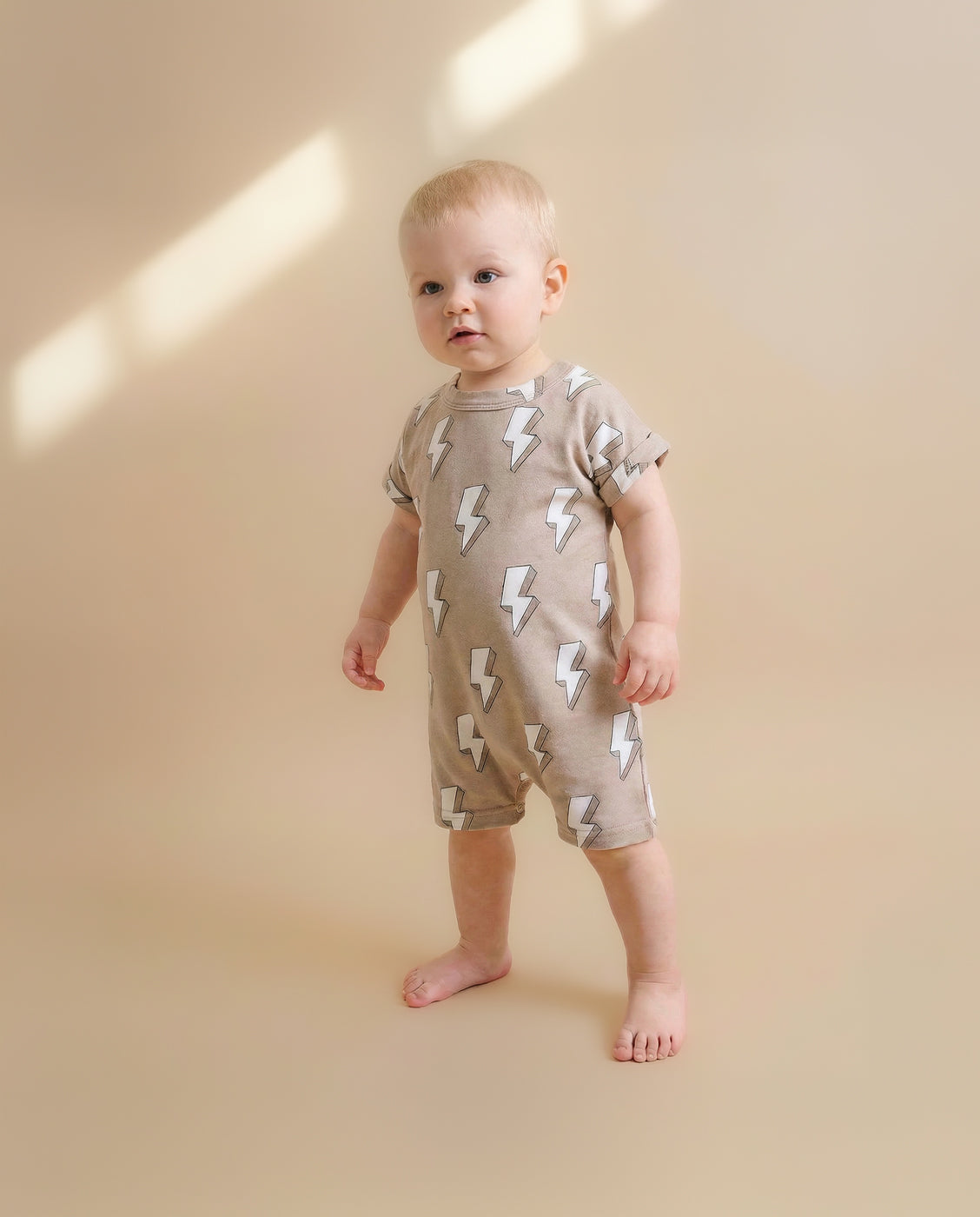 cotton romper // electric beige