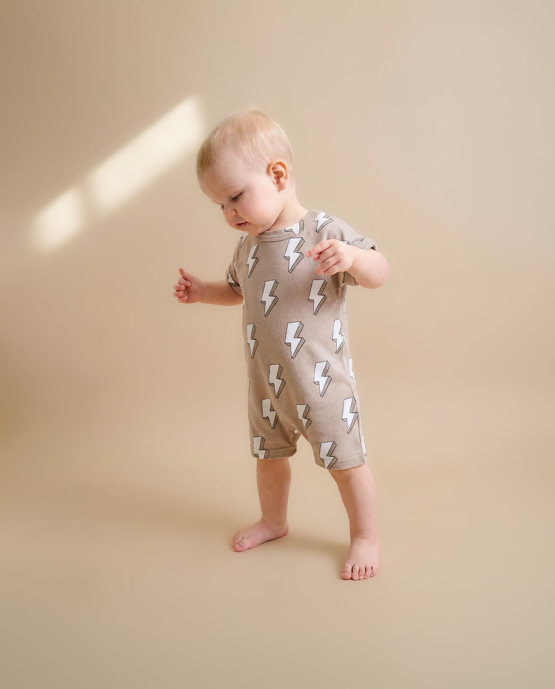 cotton romper // electric beige