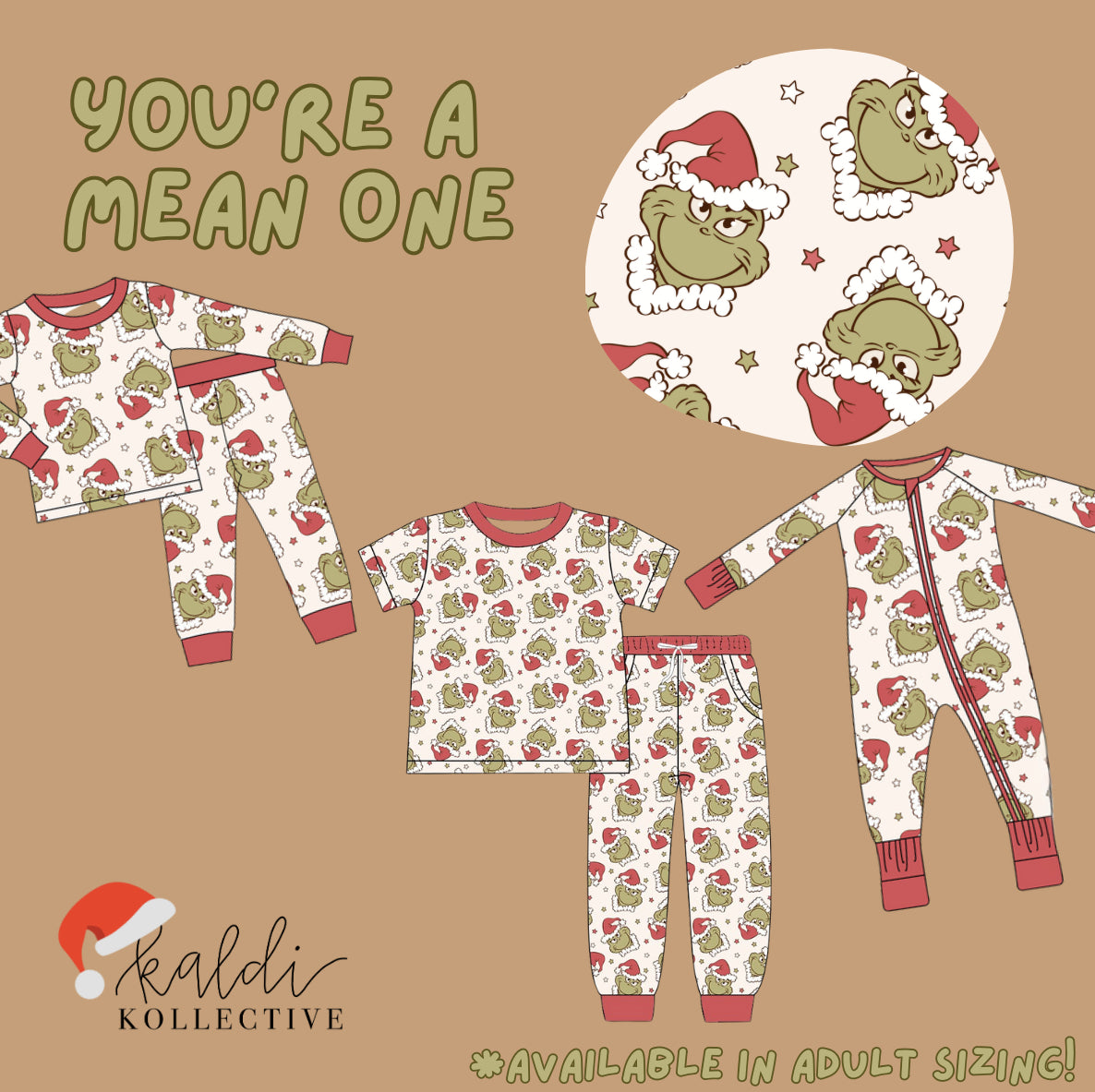 you're a mean one bamboo pajamas // zippy or long-sleeve two-piece set