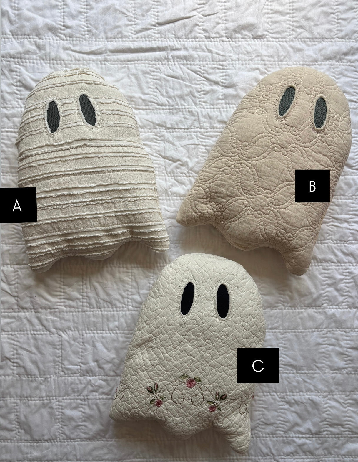 upcycled quilt ghost pillows