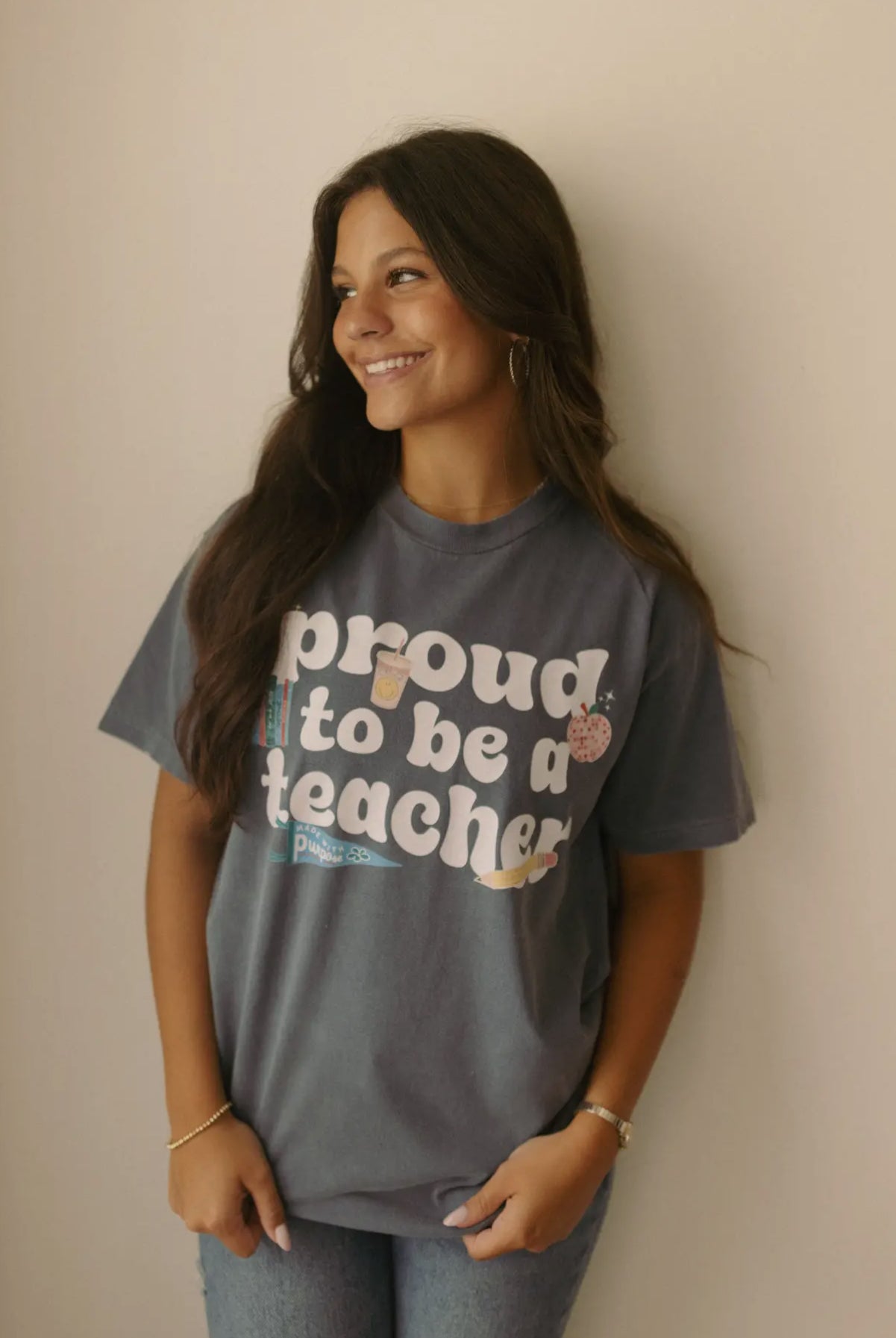 faded blue proud to be a teacher tee // women’s