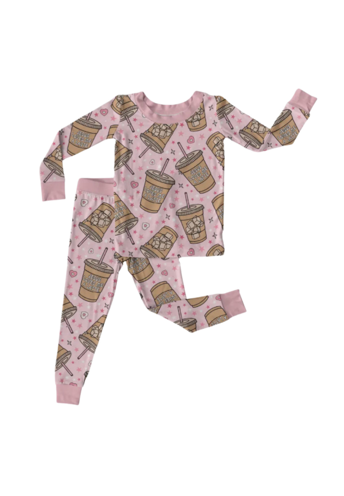 jesus loves me a latte bamboo pajamas // FOOTIE or TWO-PIECE