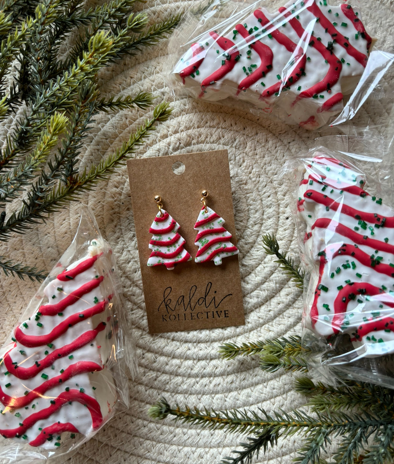 PREORDER! christmas tree cake earrings // handmade polymer clay earrings // ships by 12.1.24