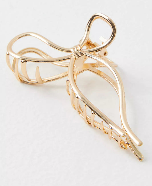 gold metal bow claw clip