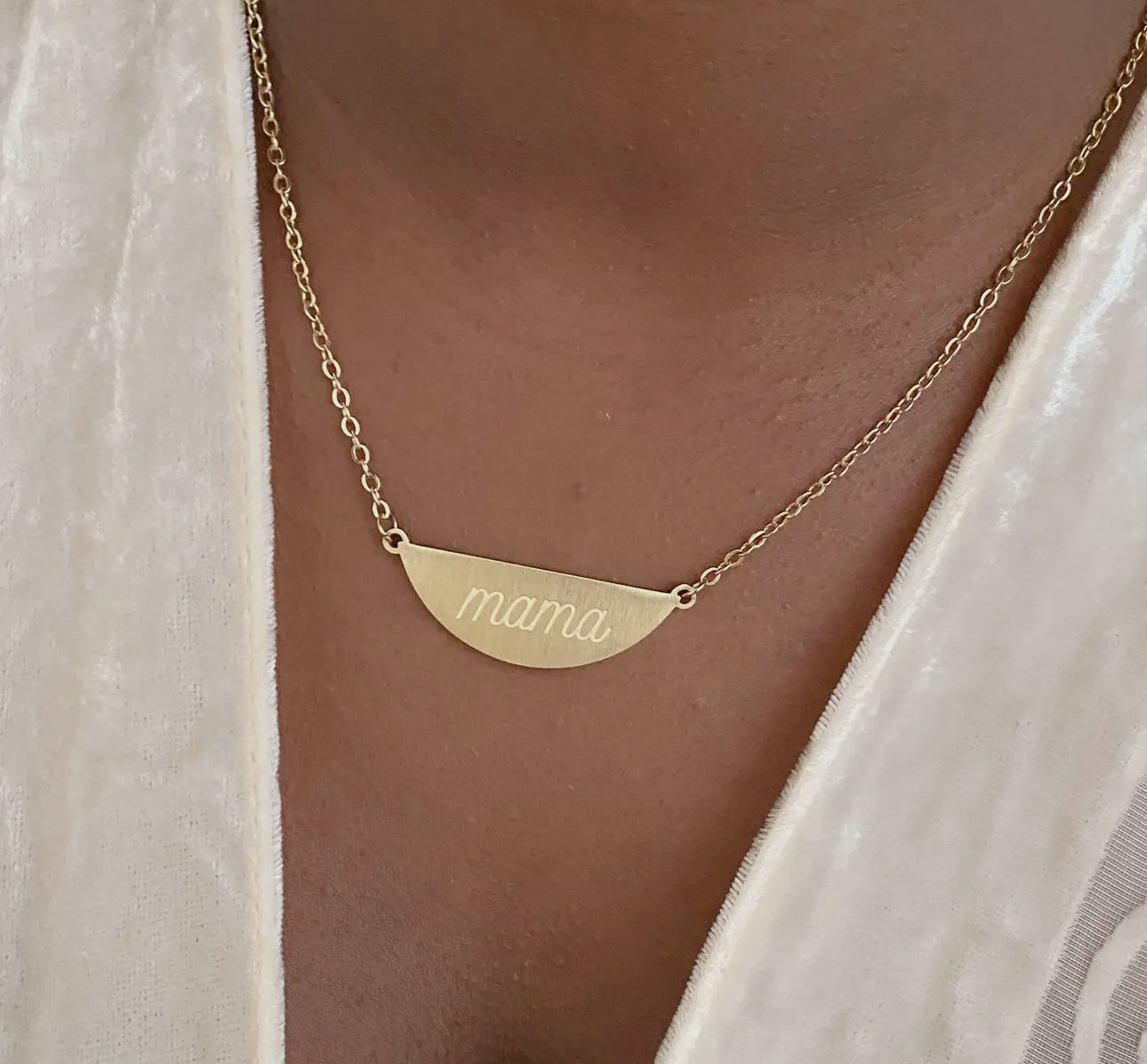 matte gold mama disc necklace