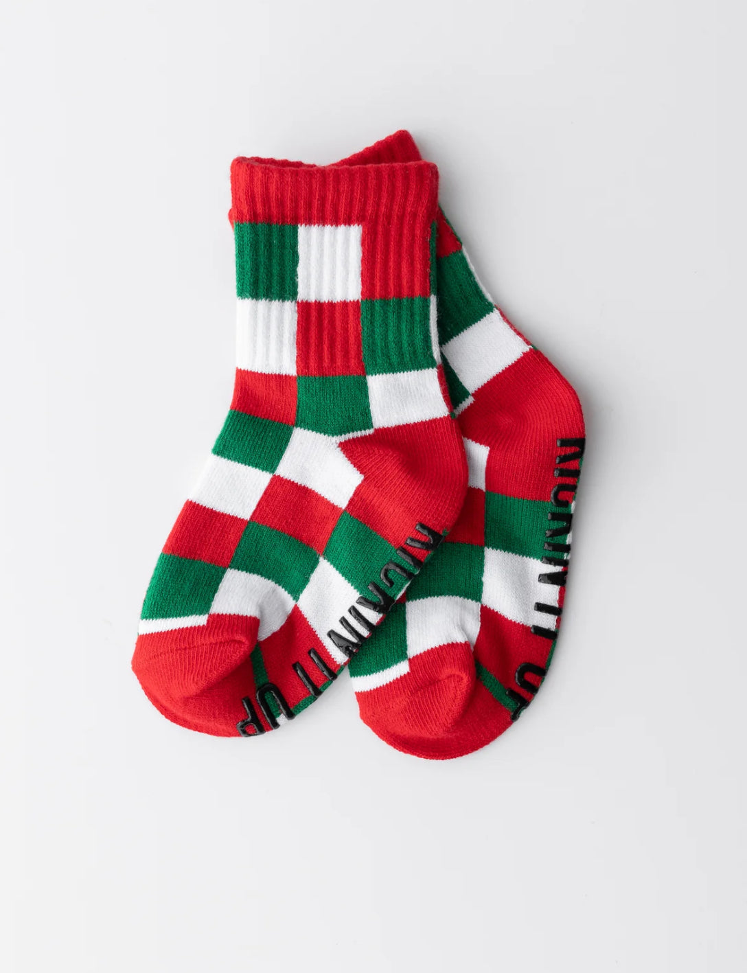 red + green checkered socks