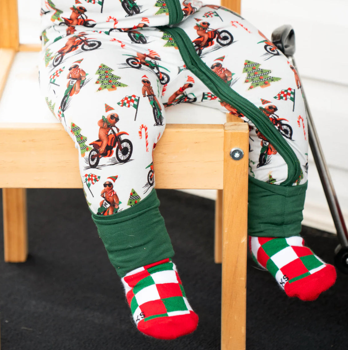 red + green checkered socks